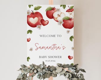 Editable The Apple of Our Eye Baby Shower Welcome Sign, Apple Harvest Baby Shower Poster, Fall Apple Baby Shower Decor, BBS899