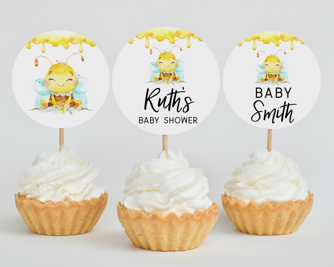 48 Stück Hummel-Cupcake-Topper, Gold-glitzernd, 3 Designs – Für Babyparty, Geburtstag, Kuchendekoration
