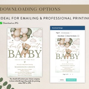 Editable Gender Neutral Bear Baby Shower Invitation, We Can Bearly Wait ...