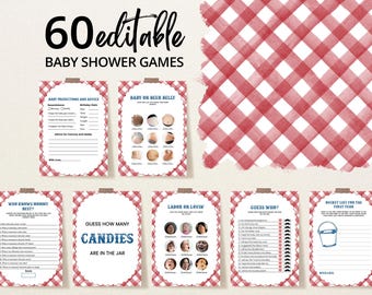 Editable BBQ Baby Shower Game Bundle, Backyard Baby Shower Game Pack, Baby-q Baby Shower, Coed BBQ Baby Shower, Boy BBQ Games, BBS1071