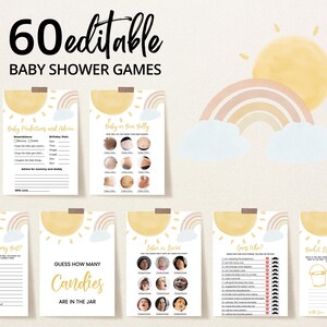 Editable Sunshine Baby Shower Game Bundle, Boho Sunshine Baby ...