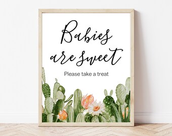 Babies are Sweet Sign Cactus Baby Shower, Succulent Favors Sign Baby Shower, Mexican Boho Fiesta Baby Shower Decoration,  BBS297
