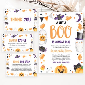 Editable Halloween Baby Shower Invitation Bundle, Gender Neutral Halloween Baby Shower Invite, Spooky Baby Shower, Fall Baby Shower BBS428