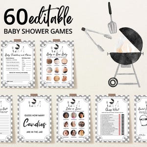Editable BBQ Baby Shower Game Bundle, Backyard Baby Shower Game Pack, Baby-q Shower, Bun in the Oven and Burger on the Grill Games,BBS688