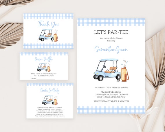Editable Golf Baby Shower Invitation Bundle, Let's Par-Tee Baby Shower Invitation, Tee Time Baby Shower Invitation, Boy Golf Shower, BBS402