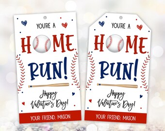 Editable You&#39;re a Home Run Valentine Gift Tag, Valentine Baseball Gift Tag, Teacher, School, Friend Valentines Baseball Ticket, SNL114