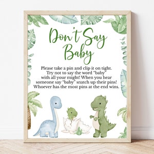 Don&#39;t Say Baby Game Dinosaur Baby Shower, It&#39;s a Boy Dinosaur Baby Shower Don&#39;t Say Baby Sign, Boy Boho Dinosaur Baby Shower Decor, BBS587
