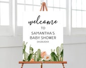 Editable Cactus Baby Shower Welcome Sign, Succulent Welcome Poster Baby Shower, Mexican Boho Fiesta Baby Shower Decoration, BBS297