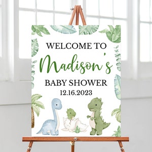 Bearbeitbares Dinosaurier-Babyparty-Willkommensschild, Es ist ein Junge-Dinosaurier-Babyparty-Poster, Junge-Dinosaurier-Babyparty, Boho-Dinosaurierdekor, BBS587