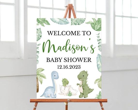 Editable Dinosaur Baby Shower Welcome Sign, It's a Boy Dinosaur Baby Shower Poster, Boy Dinosaur Baby Shower, Boho Dinosaur Decor, BBS587