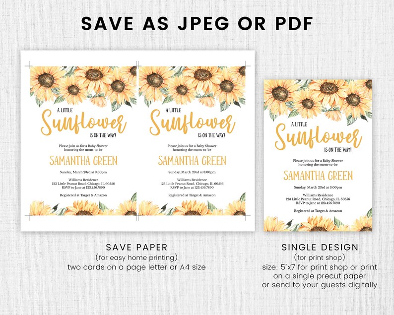 Editable Sunflower Baby Shower Invitation Girl Rustic Etsy