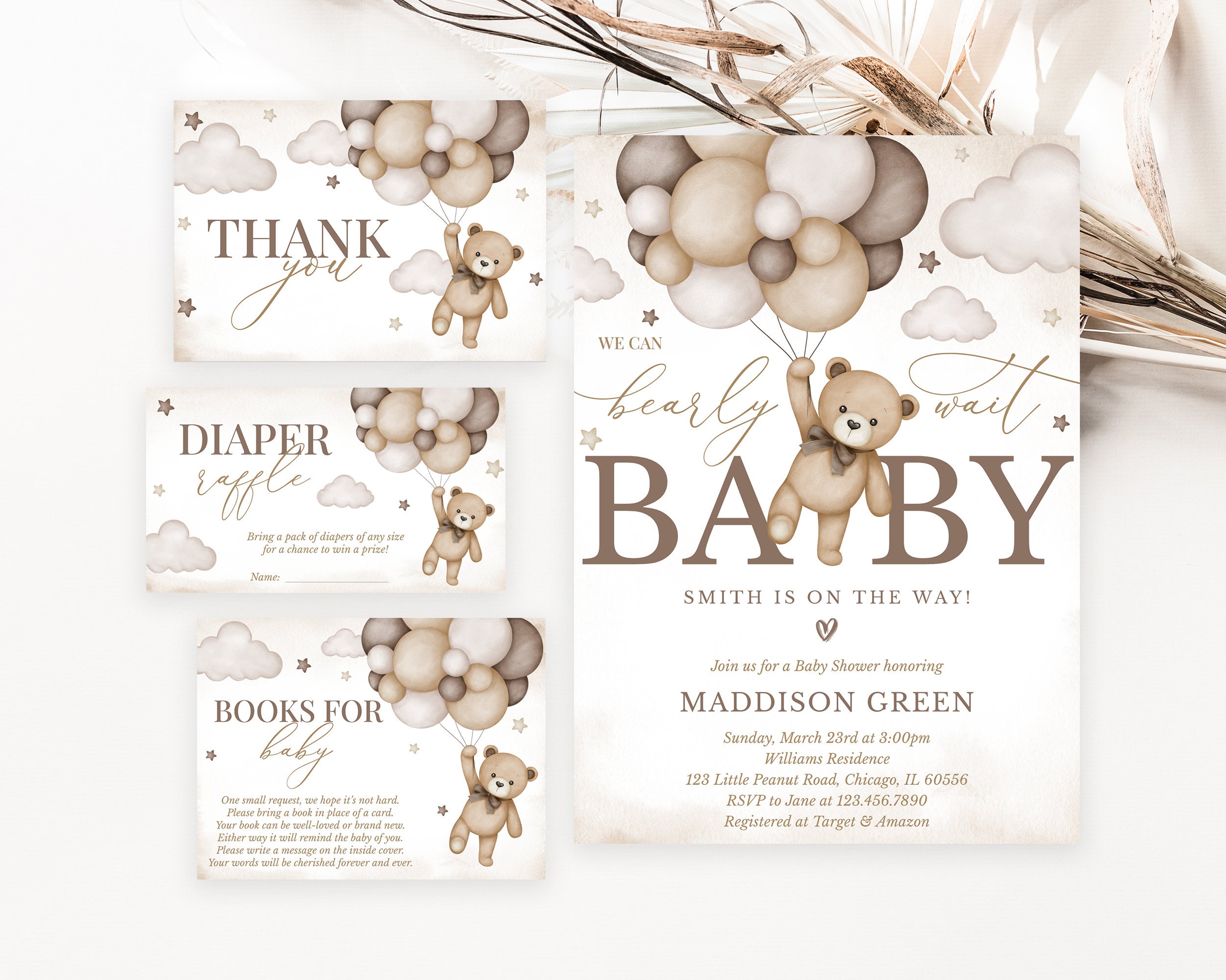 Little Bear Rustic Long Distance Baby Shower Invitation