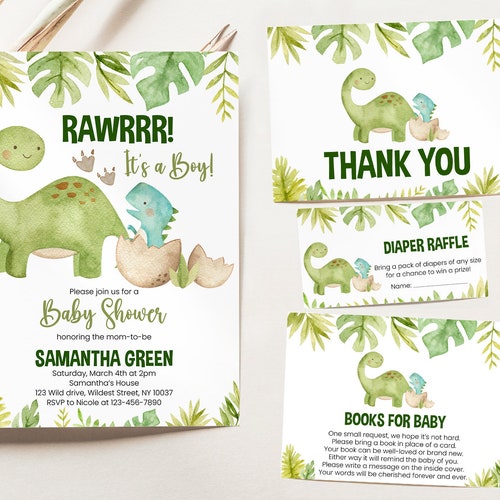 Dinosaur Baby Shower Invitation Editable Template Printable - Etsy