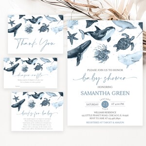 Editable Boy Under the Sea Baby Shower Invitation Bundle, Ocean Baby Shower Invite, Sea Creatures Baby Shower, Boy Nautical Shower, BBS705