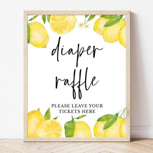 Diaper Raffle Sign Lemon Baby Shower, Lemon Gender Neutral Baby Shower, Diaper Ticket Sign Lemon Baby Shower, Lemon Decoration, BBS295