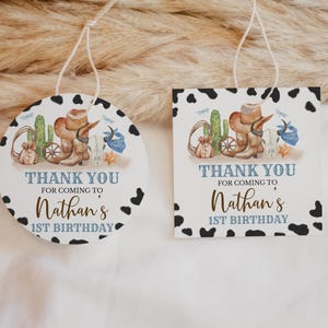 Editable First Rodeo Birthday Favor Tag, A Little Cowboy Birthday Thank You Tag, Wild West Birthday, Saddle Up Ride On Party Favors, BRT330