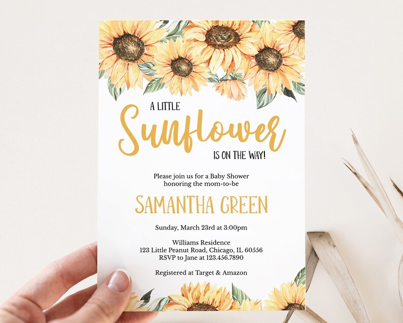Editable Sunflower Baby Shower Invitation Girl Rustic Etsy