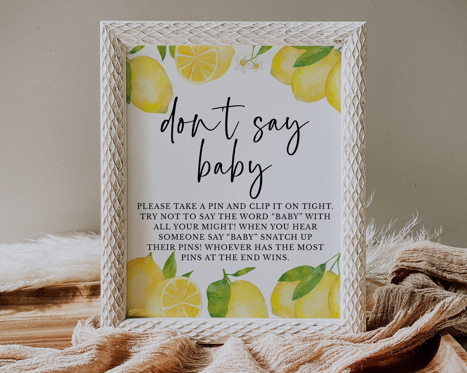 Don't Say Baby Sign Lemon Baby Shower Lemon Gender Etsy