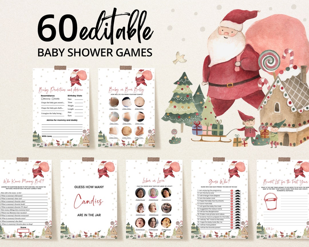 Christmas Baby Shower Bingo Game Kit - 25 Cards For Holiday Gender Reveal Party - View #10