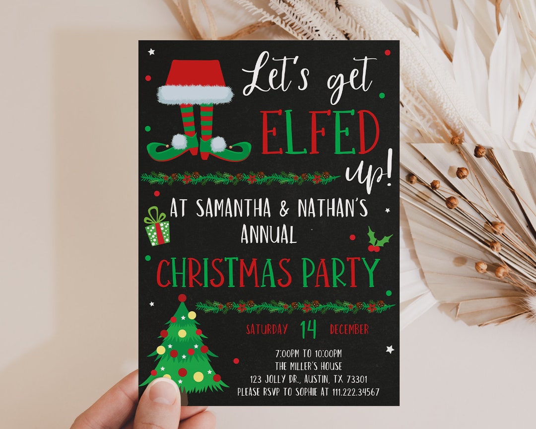 Editable Let's Get Elfed up Christmas Party Invitation, Elf Annual ...