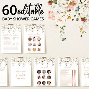 Editable Baby in Bloom Baby Shower Game Bundle, Spring Flowers Baby Shower Game Pack, Wildflower Baby Shower Games, BBS370