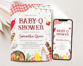 Bearbeitbare BBQ-Babyparty-Einladung, Hinterhof-Babyparty-Einladung, Baby-q-Babyparty, Coed BBQ-Babyparty, geschlechtsneutral, BBS1045
