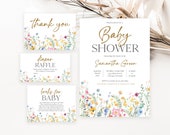 Editable Spring Baby Shower Invitation Bundle, May Flowers Baby Shower Invite Pack, Wildflower Baby Shower Invitation, BBS611
