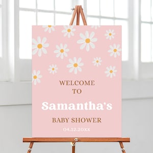 Editable Daisy Baby Shower Welcome Sign, Bohemian Daisy Baby Shower Welcome Poster, Boho Daisy Baby Shower Decoration, Groovy Daisy, BBS363