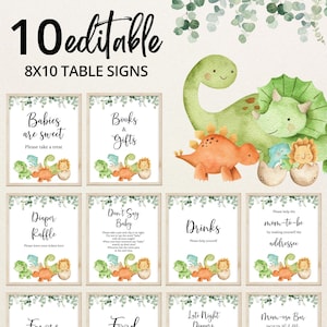 Editable Dinosaur Baby Shower Table Sign, Greenery Dinosaur Babies are Sweet Favors, Boy Dinosaur Diaper Raffle, Boho Dinosaur Gifts, BBS588