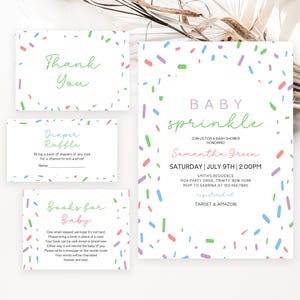 Editable Gender Neutral Baby Sprinkle Invitation Bundle, Baby Sprinkle Donuts Invite, Sprinkled with Love Shower, Sprinkle Shower, BBS1070