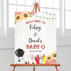 Bearbeitbares BBQ Babyparty Willkommensschild, Hinterhof-Babypartyplakat, Baby-q Babyparty, Coed BBQ-Babypartydekor, geschlechtsneutral, BBS394
