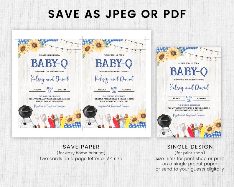 Editable Boy BBQ Baby Shower Invitation Backyard Baby Shower - Etsy