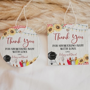 Editable BBQ Baby Shower Favor Tag, Backyard Baby Shower Thank You Tag, Baby-q Baby Shower, Coed BBQ Baby Shower Party Favors, BBS394