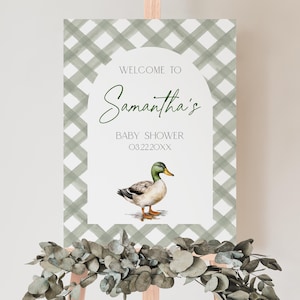 Editable Mallard Duck Baby Shower Welcome Sign, Duck Baby Shower Poster, Gender Neutral Hunting Duck Baby Shower Decor, BBS959