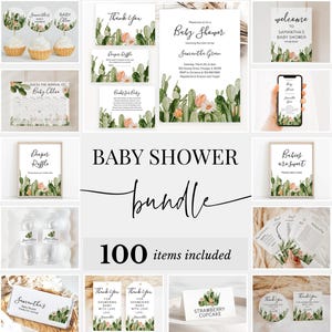 Editable Cactus Baby Shower Bundle, Succulent Baby Shower Invitation Pack, Mexican Boho Fiesta Baby Shower Game Package,  BBS297