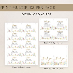 Puede incluir: Plantillas imprimibles para juegos de baby shower, con dise&ntilde;os florales y texto dorado. Incluye rifas de pa&ntilde;ales, libros para beb&eacute;s y tarjetas de agradecimiento. Descarga en PDF.
