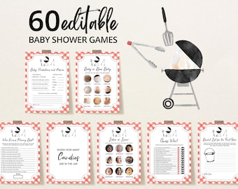 Editable BBQ Baby Shower Game Bundle, Backyard Baby Shower Games, Baby-q Baby Shower, BBQ Backyard Baby Shower Game Pack, BBS311