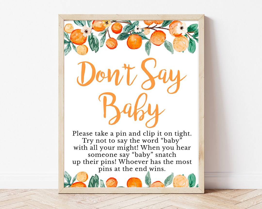 Don't Say Baby Sign Little Cutie Baby Shower Orange Etsy