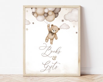 Boeken en geschenken teken Gender Neutral Bear Baby Shower, We Can Bearly Wait Baby Shower Gifts Table Sign, Brown Boho Bear Shower Decor, BBS391