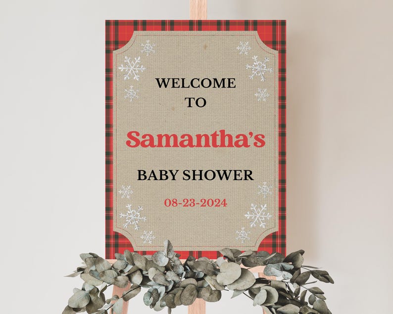 Editable A Little Bundle of Joy Baby Shower Sign, Christmas
