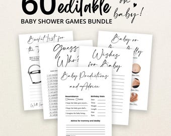 Editable Minimalist Oh Baby Baby Shower Game Bundle, Simple Oh Baby Baby Shower Game Pack, Gender Neutral Modern Baby Shower Games, BBS335