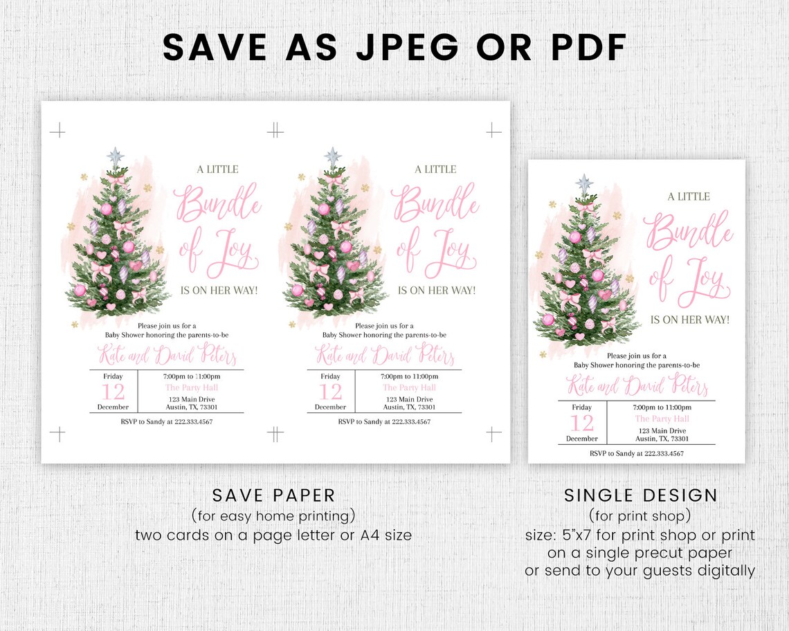 Editable A Little Bundle of Joy Christmas Baby Shower - Etsy