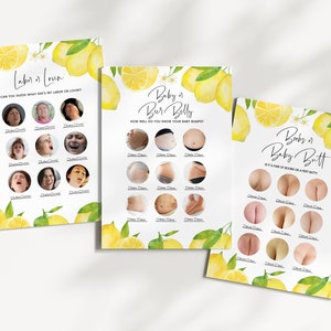 Editable Lemon Baby Shower Games Bundle, Lemon Gender Neutral Baby Shower Games, Mimosa Bar Sign Lemon Game Bundle, Lemon Theme, BBS295 image 2