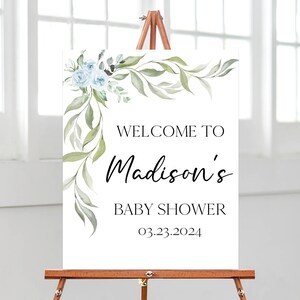 Editable It&#39;s a Boy Spring Baby Shower Welcome Sign, Spring Flowers Baby Shower Poster, Boy Spring Floral Baby Shower Decor, BBS612