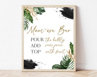 Momosa Bar Sign Tropical Baby Shower, Greenery Baby Shower Mimosa Bar Sign, Greenery Summer Vibe Baby Shower Decor, BBS677