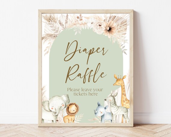Thanks For Popping By Sign - Jungle Safari Animal Wooden Baby Shower Game Sign, 8x11 Inches, Gender Neutral