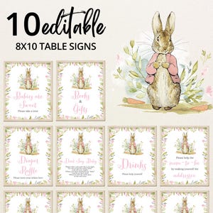 Editable Peter Rabbit Baby Shower Table Sign, Pink Peter Rabbit Gifts Babies are Sweet Favors, Girl Peter Rabbit Diaper Raffle, Gifts BBS300
