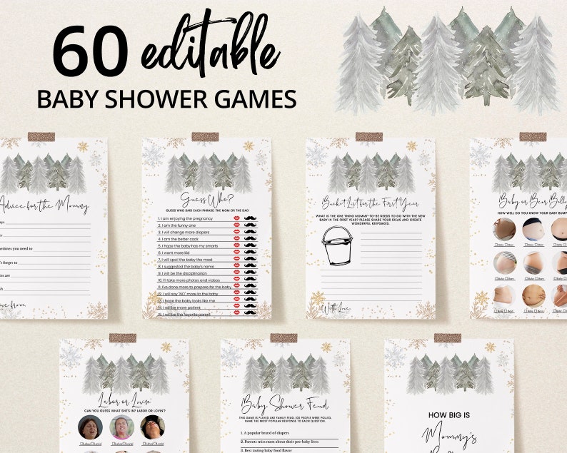 Editable Baby It's Cold Outside Baby Shower Game Bundle