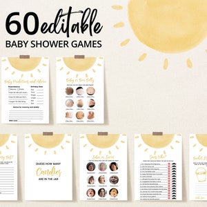 Editable Sunshine Baby Shower Game Bundle A Little Ray of - Etsy ...