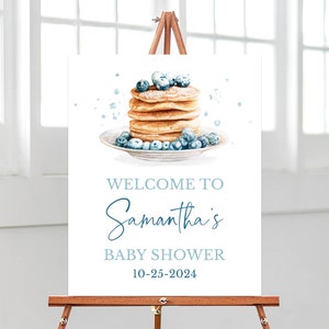 Editable Blueberry Baby Brunch Baby Shower Welcome Sign, Blueberry Pancake Baby Shower Poster, Blueberry Baby Shower Brunch Decor, BBS674